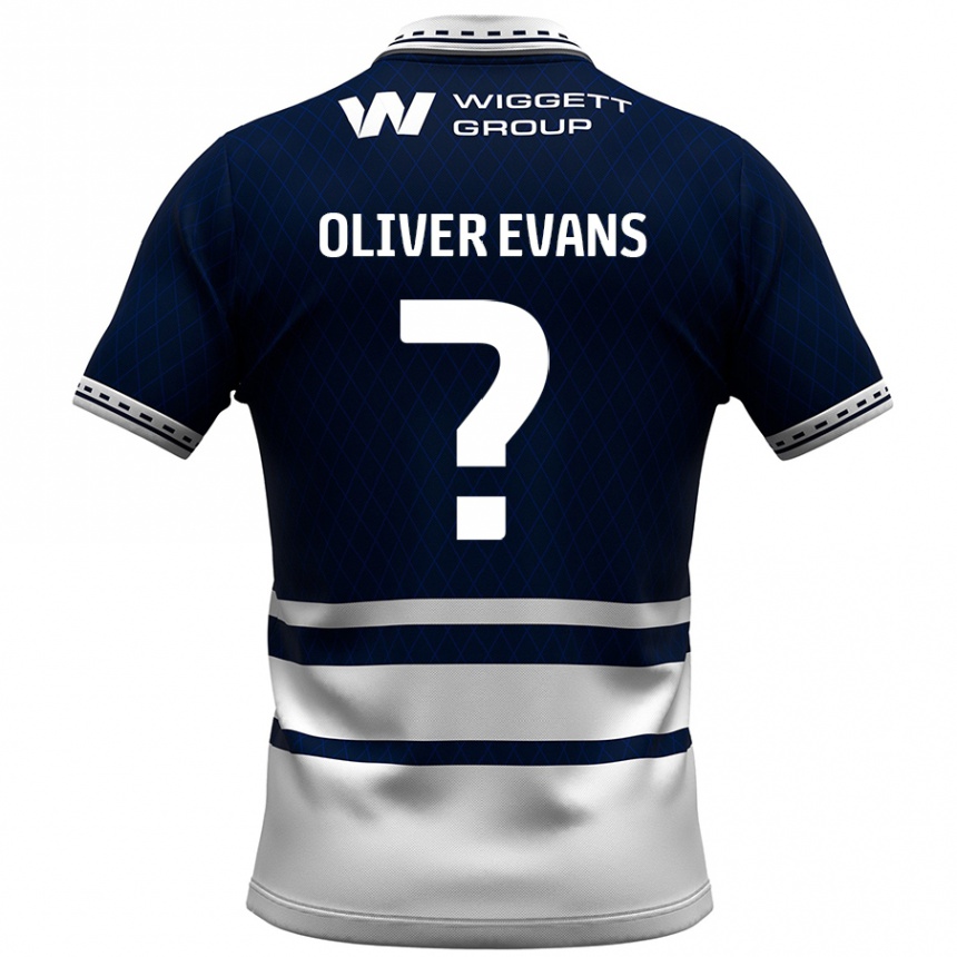 Kinder Fußball Oliver Evans #0 Marineblau Weiß Heimtrikot Trikot 2024/25 T-Shirt Luxemburg