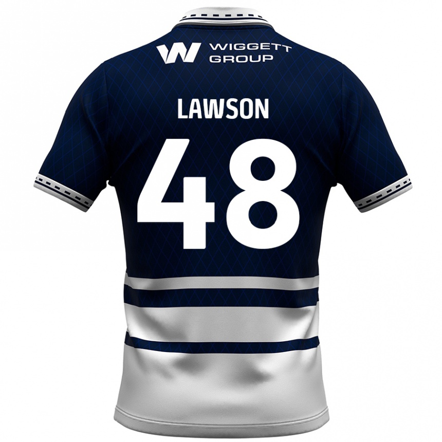 Kinder Fußball Sha'mar Lawson #48 Marineblau Weiß Heimtrikot Trikot 2024/25 T-Shirt Luxemburg