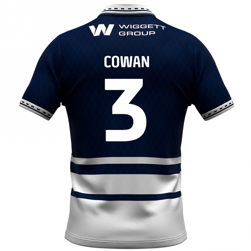 Kinder Fußball Leanne Cowan #3 Marineblau Weiß Heimtrikot Trikot 2024/25 T-Shirt Luxemburg