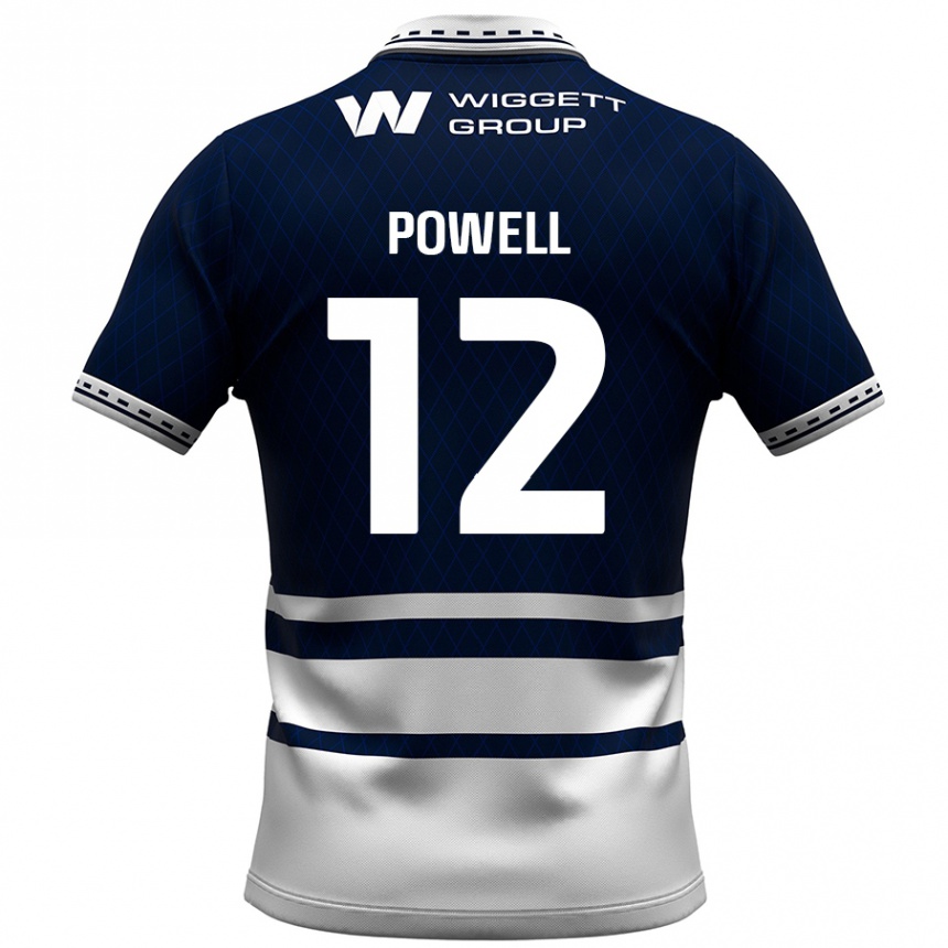 Kinder Fußball Beth Powell #12 Marineblau Weiß Heimtrikot Trikot 2024/25 T-Shirt Luxemburg