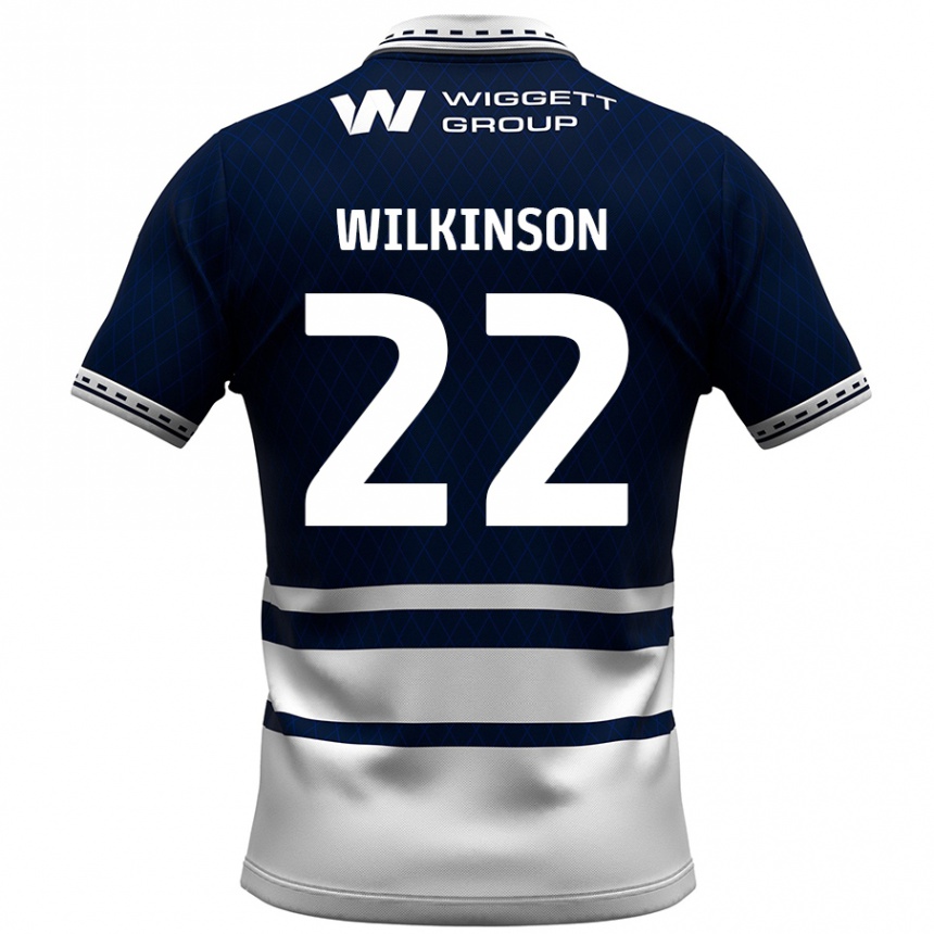 Kinder Fußball Chloe Wilkinson #22 Marineblau Weiß Heimtrikot Trikot 2024/25 T-Shirt Luxemburg