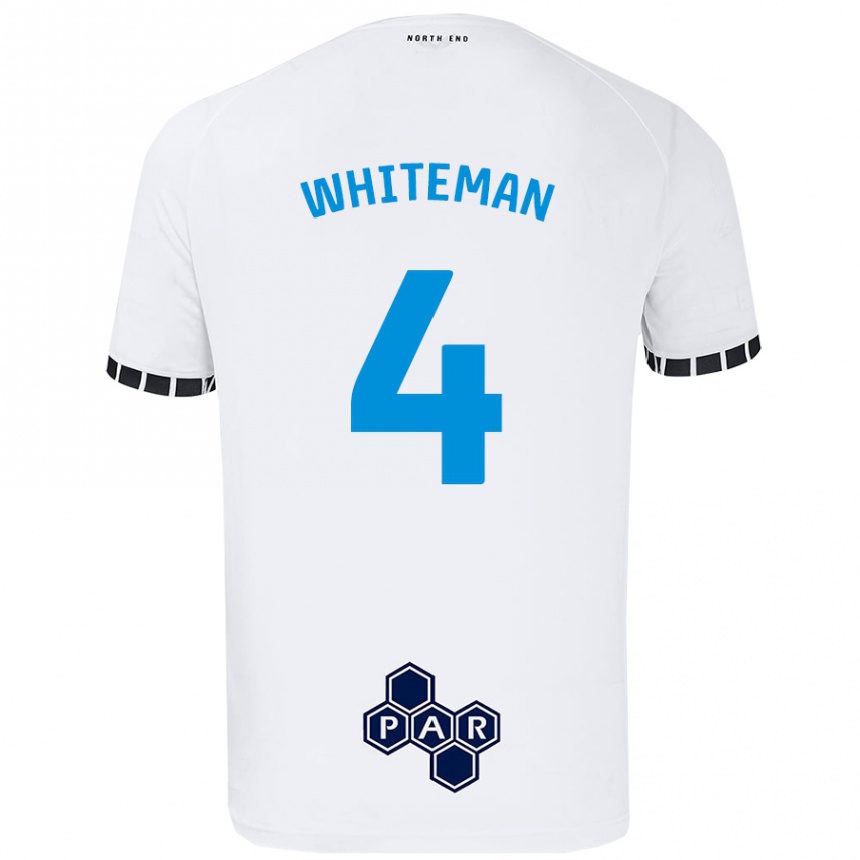 Kinder Fußball Ben Whiteman #4 Weiß Heimtrikot Trikot 2024/25 T-Shirt Luxemburg