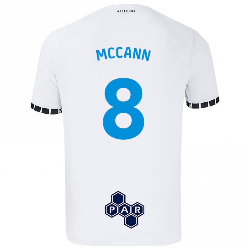 Kinder Fußball Ali Mccann #8 Weiß Heimtrikot Trikot 2024/25 T-Shirt Luxemburg