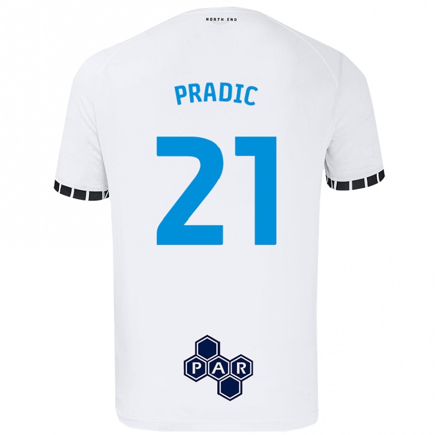 Kinder Fußball James Pradic #21 Weiß Heimtrikot Trikot 2024/25 T-Shirt Luxemburg