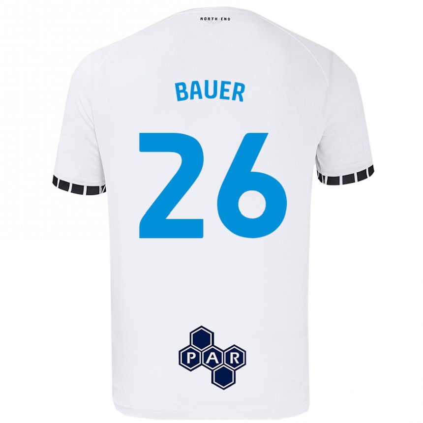 Kinder Fußball Patrick Bauer #26 Weiß Heimtrikot Trikot 2024/25 T-Shirt Luxemburg