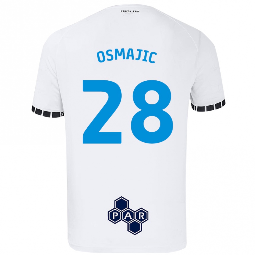 Kinder Fußball Milutin Osmajic #28 Weiß Heimtrikot Trikot 2024/25 T-Shirt Luxemburg