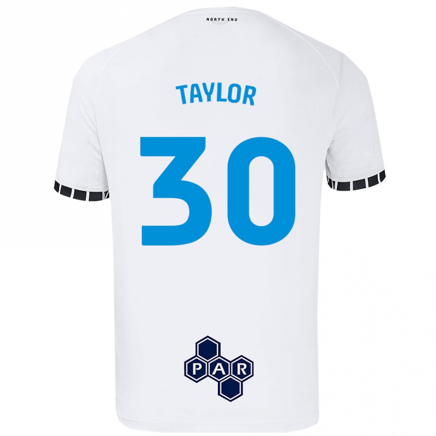 Kinder Fußball Kian Taylor #30 Weiß Heimtrikot Trikot 2024/25 T-Shirt Luxemburg