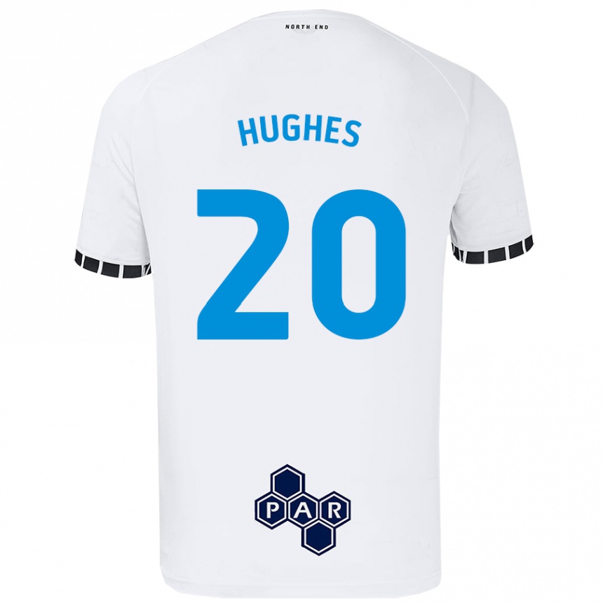 Kinder Fußball Amy Hughes #20 Weiß Heimtrikot Trikot 2024/25 T-Shirt Luxemburg