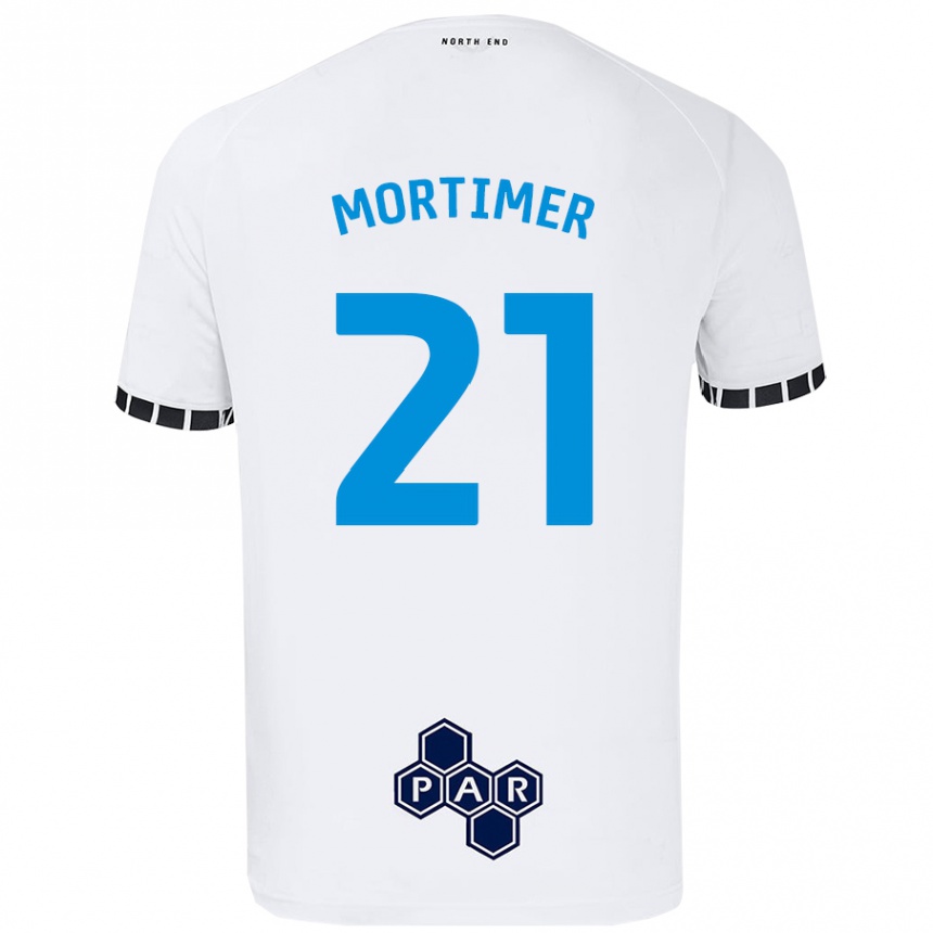 Kinder Fußball Jodie Mortimer #21 Weiß Heimtrikot Trikot 2024/25 T-Shirt Luxemburg