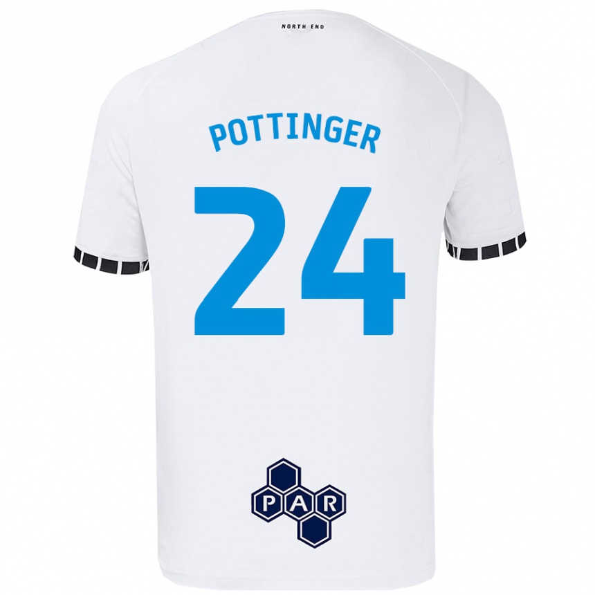 Kinder Fußball Kaya Pottinger #24 Weiß Heimtrikot Trikot 2024/25 T-Shirt Luxemburg