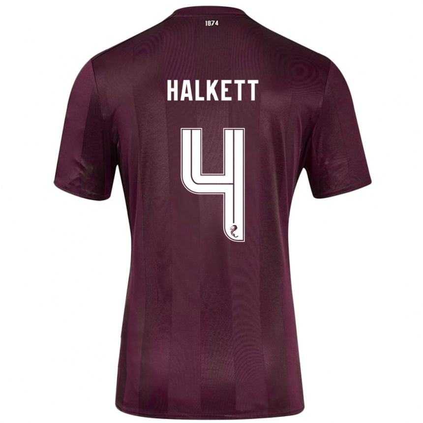 Kinder Fußball Craig Halkett #4 Burgundrot Heimtrikot Trikot 2024/25 T-Shirt Luxemburg