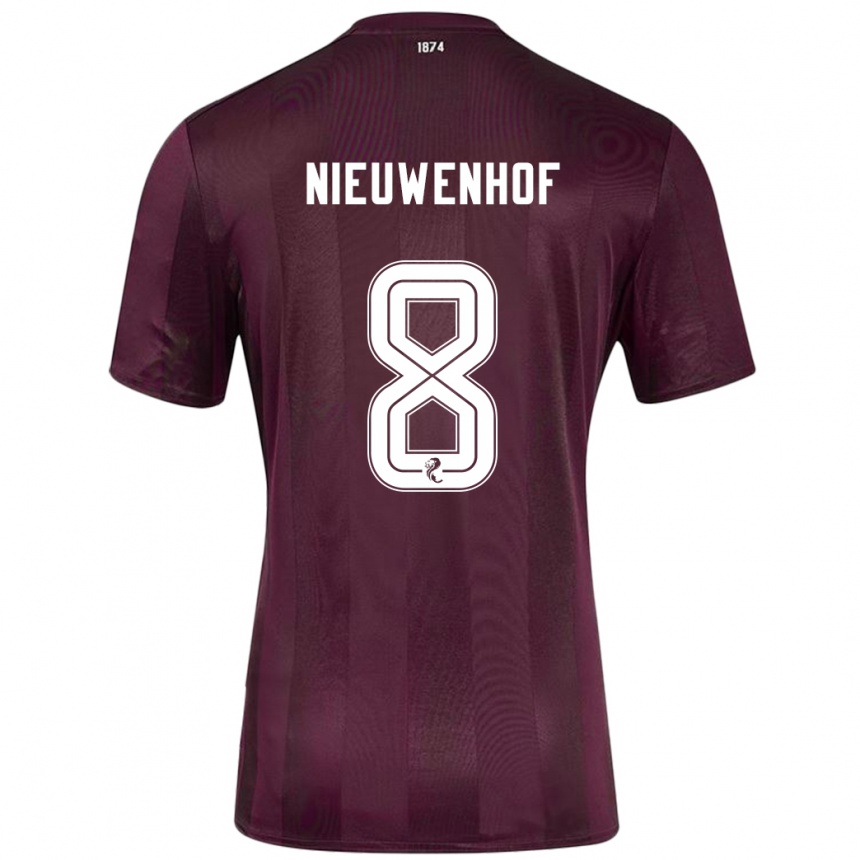 Kinder Fußball Calem Nieuwenhof #8 Burgundrot Heimtrikot Trikot 2024/25 T-Shirt Luxemburg