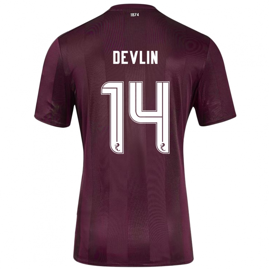 Kinder Fußball Cammy Devlin #14 Burgundrot Heimtrikot Trikot 2024/25 T-Shirt Luxemburg