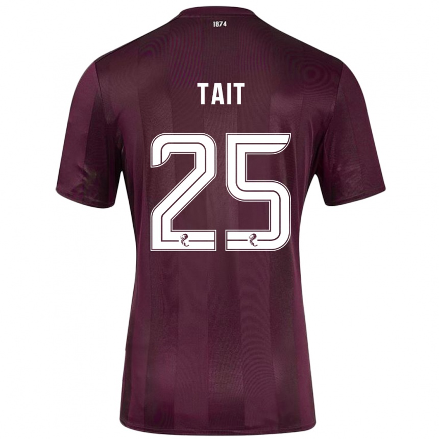 Kinder Fußball Macaulay Tait #25 Burgundrot Heimtrikot Trikot 2024/25 T-Shirt Luxemburg