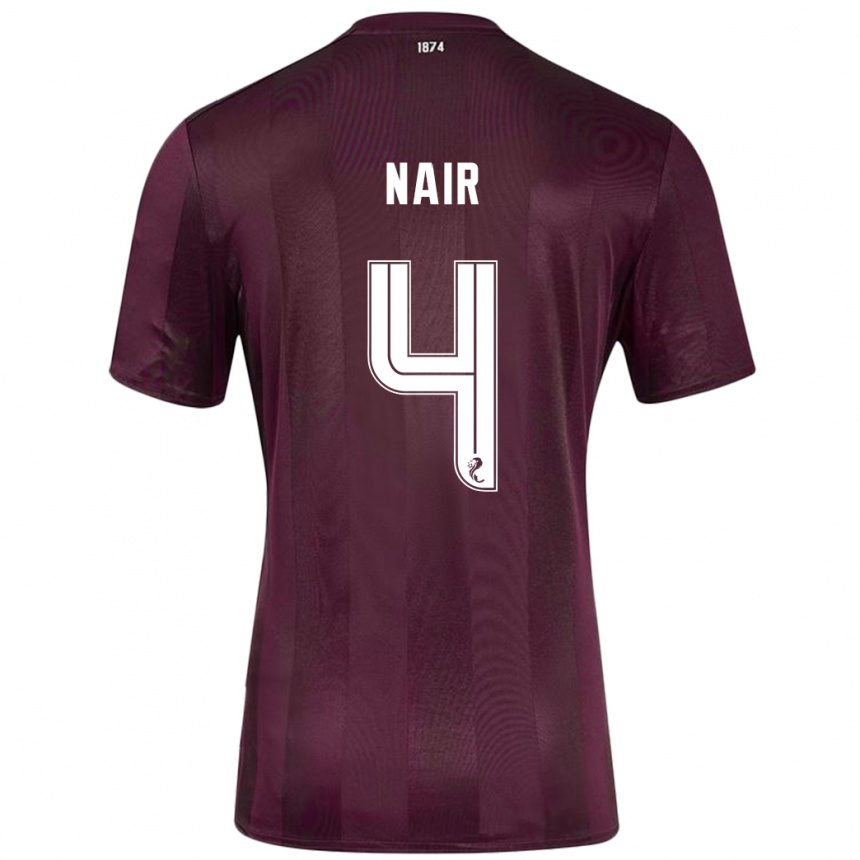 Kinder Fußball Kenzi Nair #4 Burgundrot Heimtrikot Trikot 2024/25 T-Shirt Luxemburg