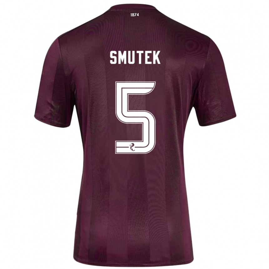 Kinder Fußball Kai Smutek #5 Burgundrot Heimtrikot Trikot 2024/25 T-Shirt Luxemburg