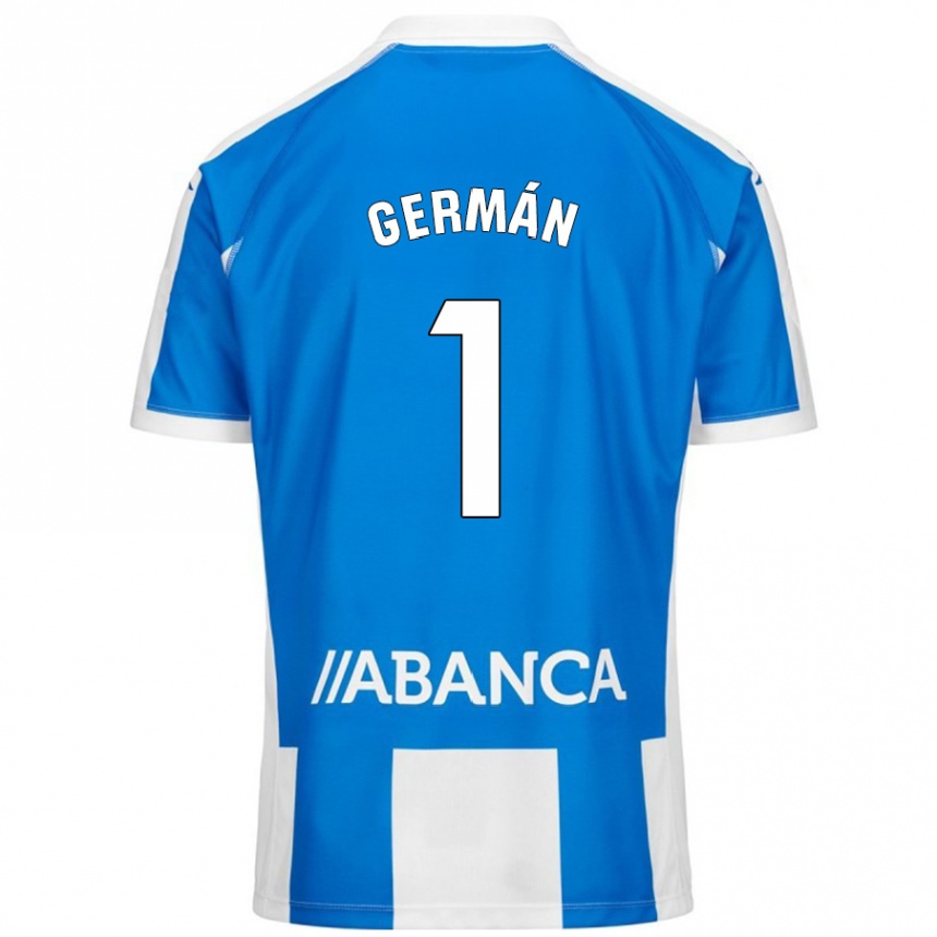 Kinder Fußball Germán Parreño #1 Blau Weiß Heimtrikot Trikot 2024/25 T-Shirt Luxemburg