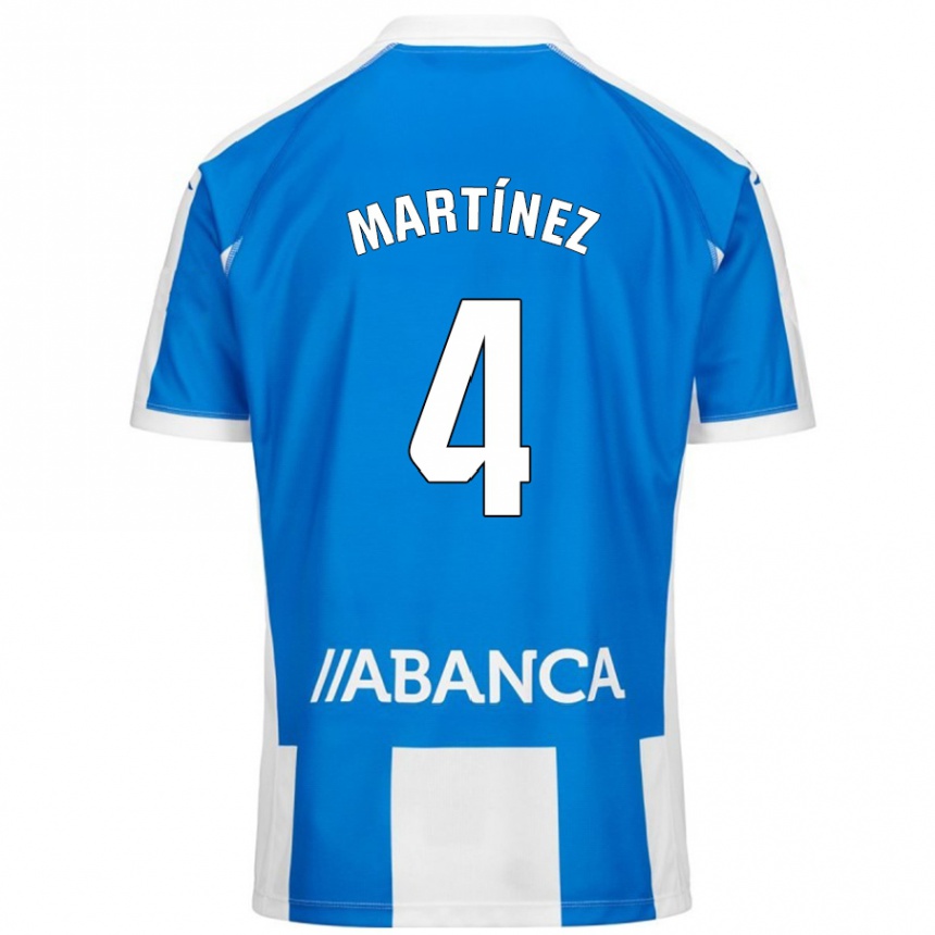 Kinder Fußball Pablo Martínez #4 Blau Weiß Heimtrikot Trikot 2024/25 T-Shirt Luxemburg