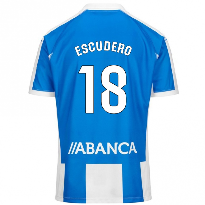 Kinder Fußball Sergio Escudero #18 Blau Weiß Heimtrikot Trikot 2024/25 T-Shirt Luxemburg