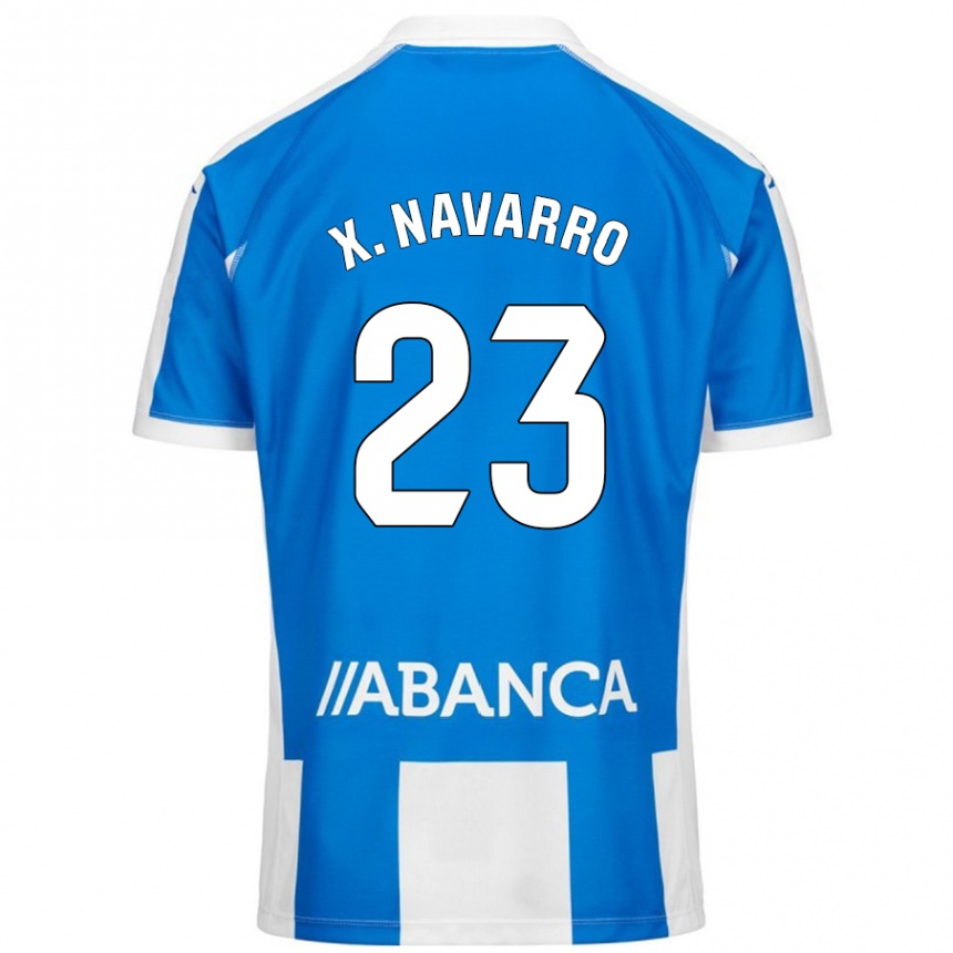 Kinder Fußball Ximo Navarro #23 Blau Weiß Heimtrikot Trikot 2024/25 T-Shirt Luxemburg