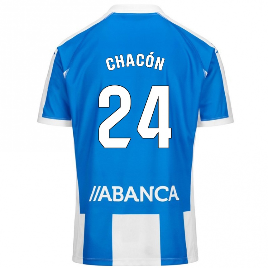 Kinder Fußball Luis Chacón #24 Blau Weiß Heimtrikot Trikot 2024/25 T-Shirt Luxemburg