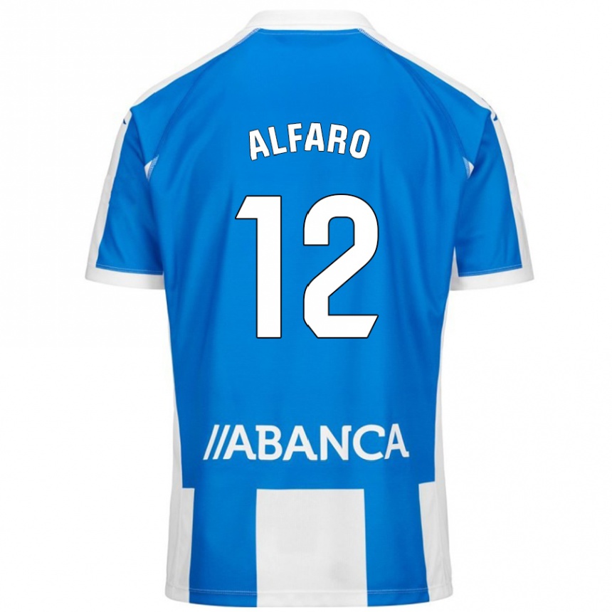 Kinder Fußball Alejandro Alfaro #12 Blau Weiß Heimtrikot Trikot 2024/25 T-Shirt Luxemburg