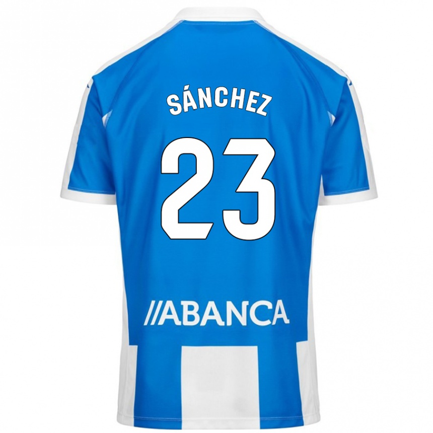 Kinder Fußball Kevin Sánchez #23 Blau Weiß Heimtrikot Trikot 2024/25 T-Shirt Luxemburg