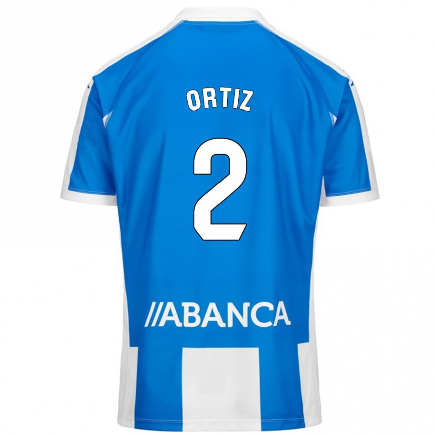 Kinder Fußball Samara Ortiz #2 Blau Weiß Heimtrikot Trikot 2024/25 T-Shirt Luxemburg