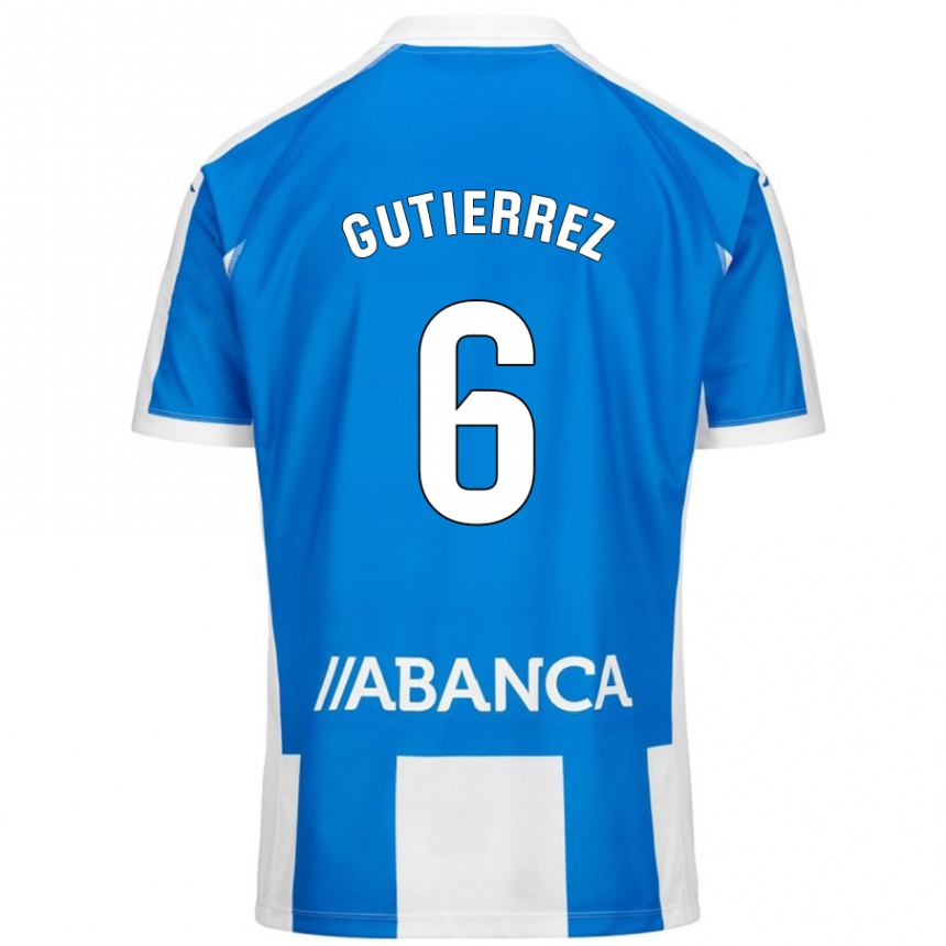 Kinder Fußball Paula Gutiérrez #6 Blau Weiß Heimtrikot Trikot 2024/25 T-Shirt Luxemburg