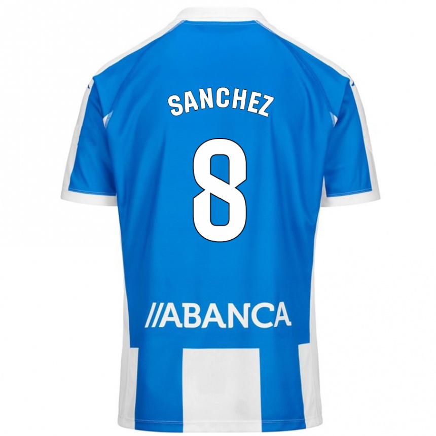 Kinder Fußball Carlota Sánchez #8 Blau Weiß Heimtrikot Trikot 2024/25 T-Shirt Luxemburg