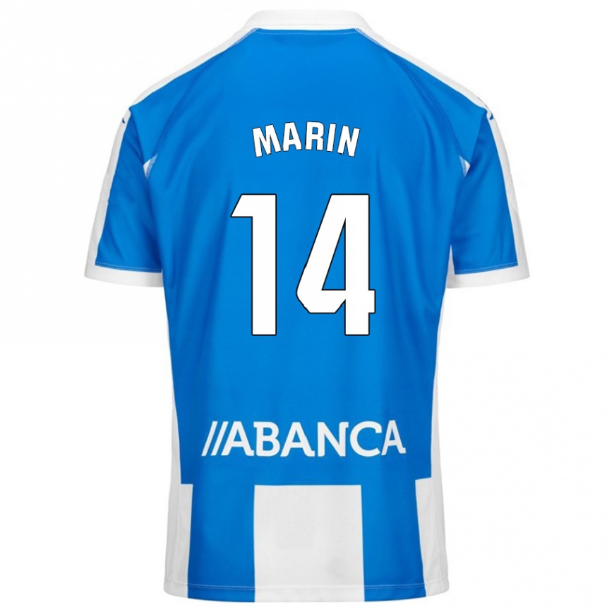 Kinder Fußball Ainhoa Marín #14 Blau Weiß Heimtrikot Trikot 2024/25 T-Shirt Luxemburg