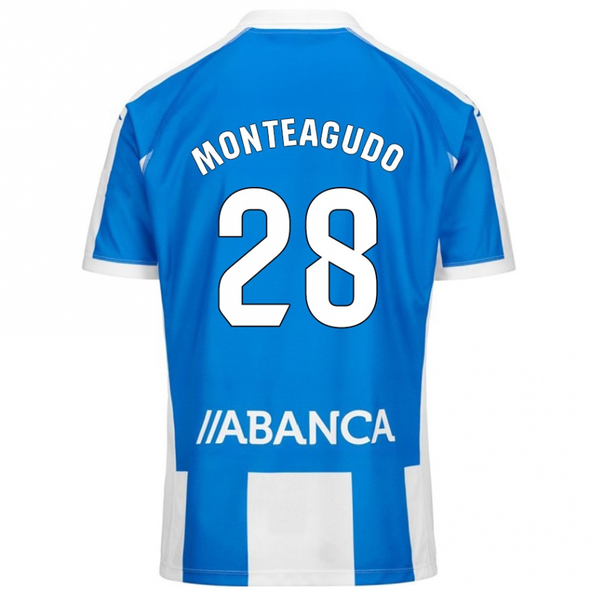 Kinder Fußball Paula Monteagudo #28 Blau Weiß Heimtrikot Trikot 2024/25 T-Shirt Luxemburg