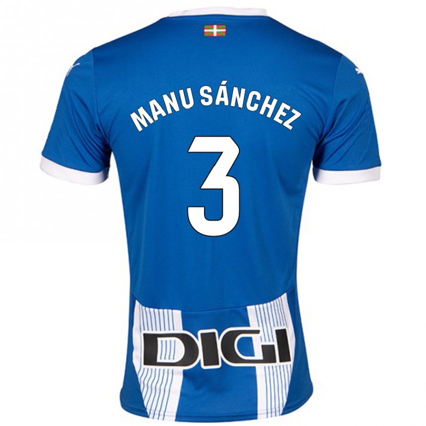 Kinder Fußball Manu Sanchez #3 Blau Heimtrikot Trikot 2024/25 T-Shirt Luxemburg