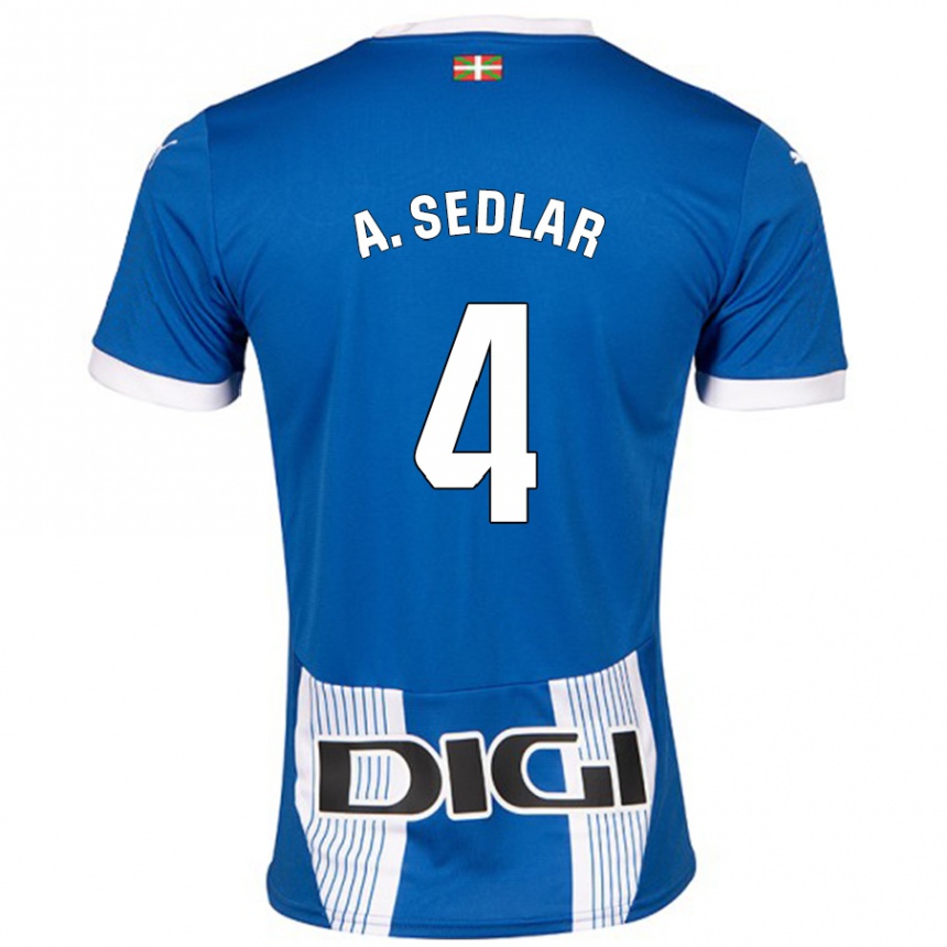 Kinder Fußball Aleksandar Sedlar #4 Blau Heimtrikot Trikot 2024/25 T-Shirt Luxemburg