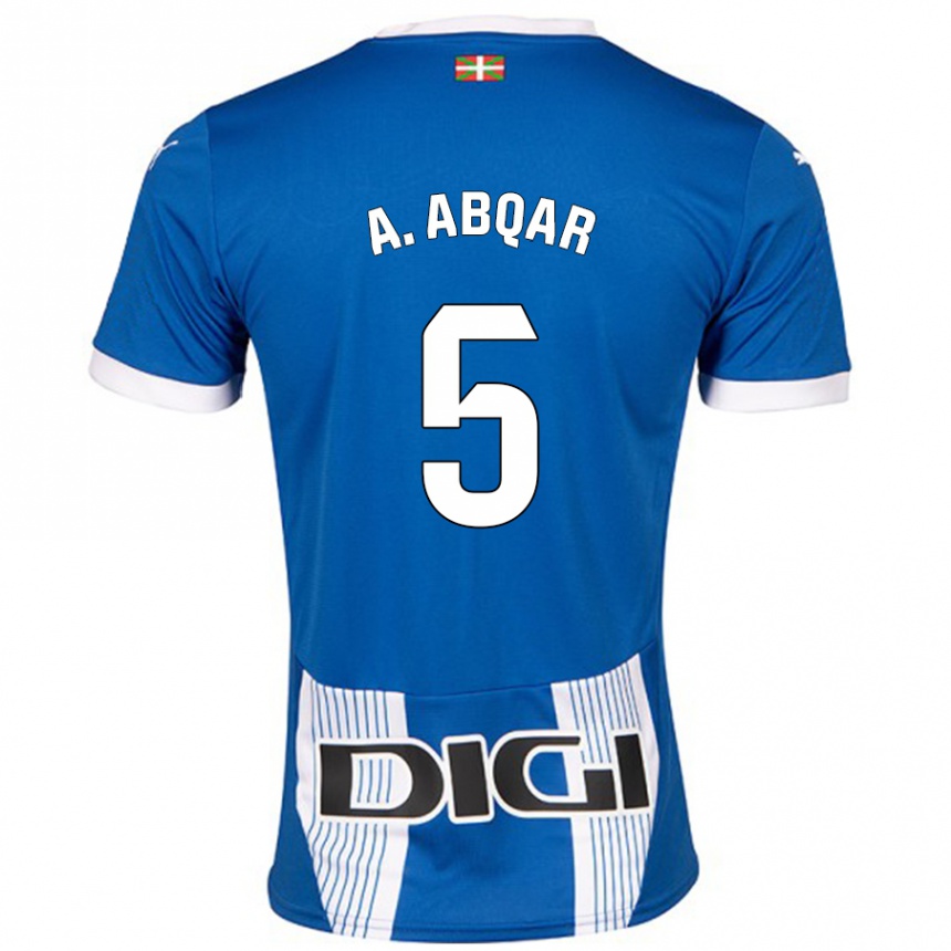 Kinder Fußball Abdel Abqar #5 Blau Heimtrikot Trikot 2024/25 T-Shirt Luxemburg