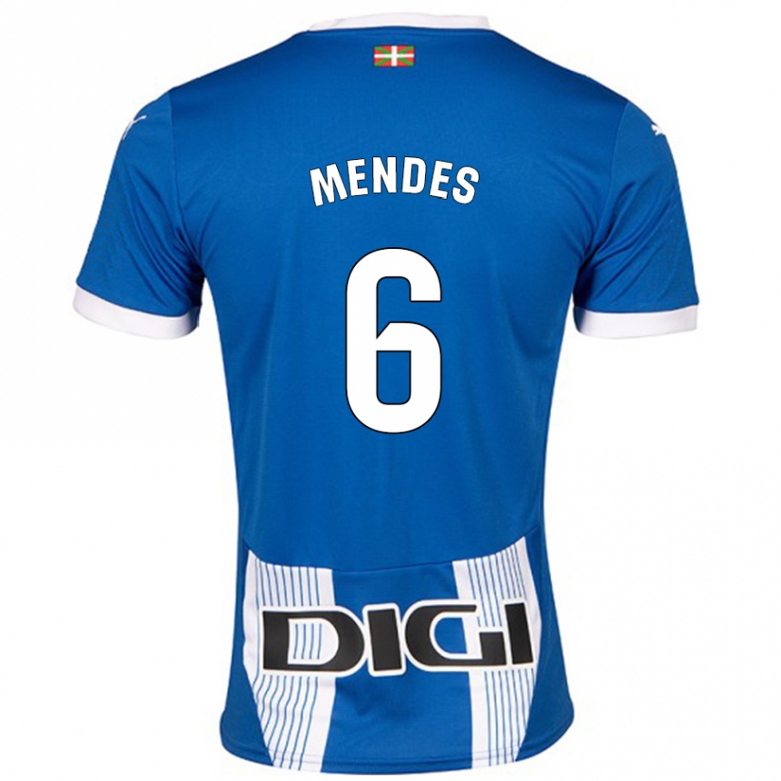 Kinder Fußball Tomás Mendes #6 Blau Heimtrikot Trikot 2024/25 T-Shirt Luxemburg