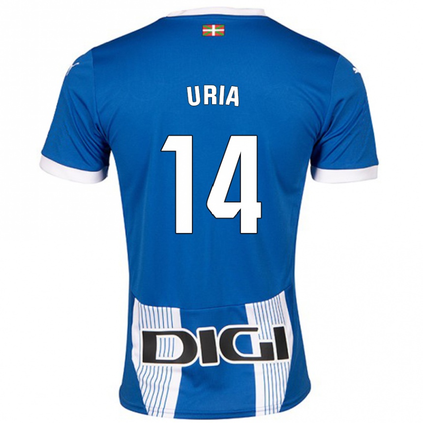 Kinder Fußball Iker Uria #14 Blau Heimtrikot Trikot 2024/25 T-Shirt Luxemburg