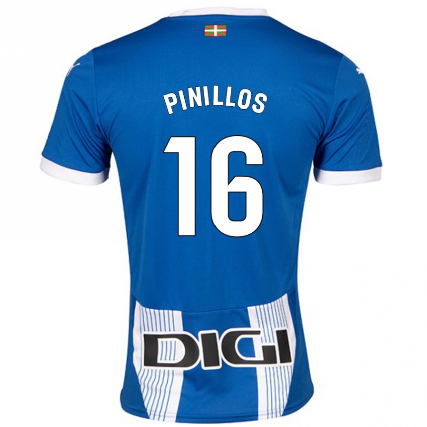 Kinder Fußball Lander Pinillos #16 Blau Heimtrikot Trikot 2024/25 T-Shirt Luxemburg