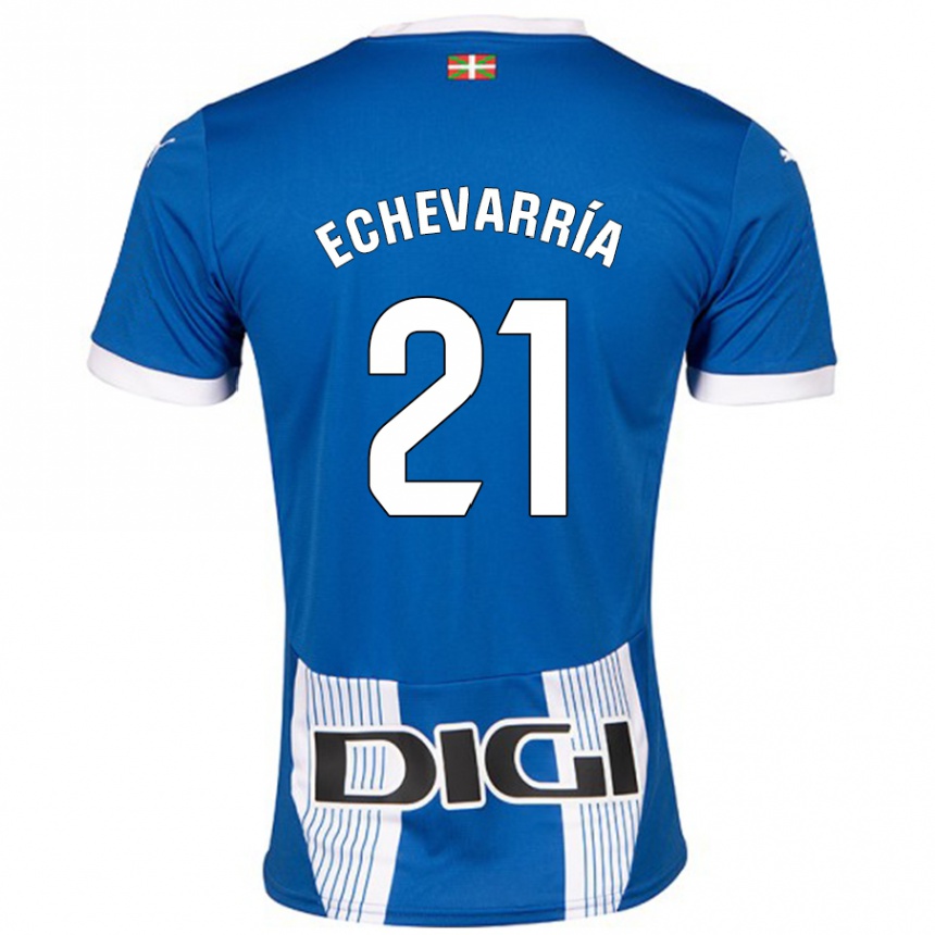 Kinder Fußball Martin Echevarría #21 Blau Heimtrikot Trikot 2024/25 T-Shirt Luxemburg