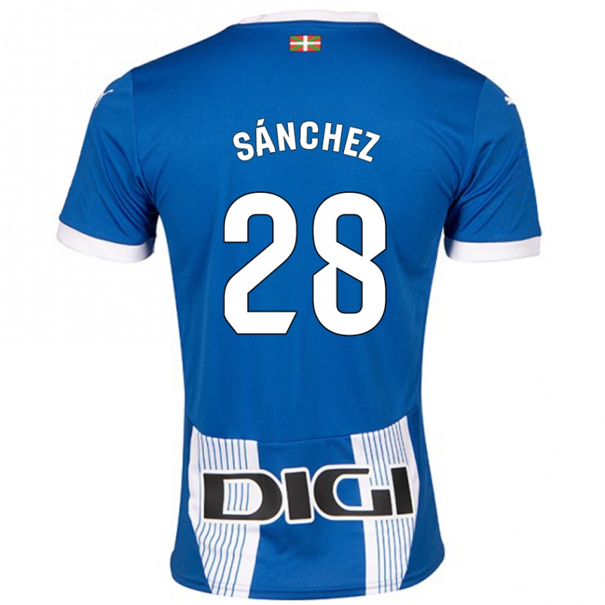 Kinder Fußball Ander Sánchez #28 Blau Heimtrikot Trikot 2024/25 T-Shirt Luxemburg