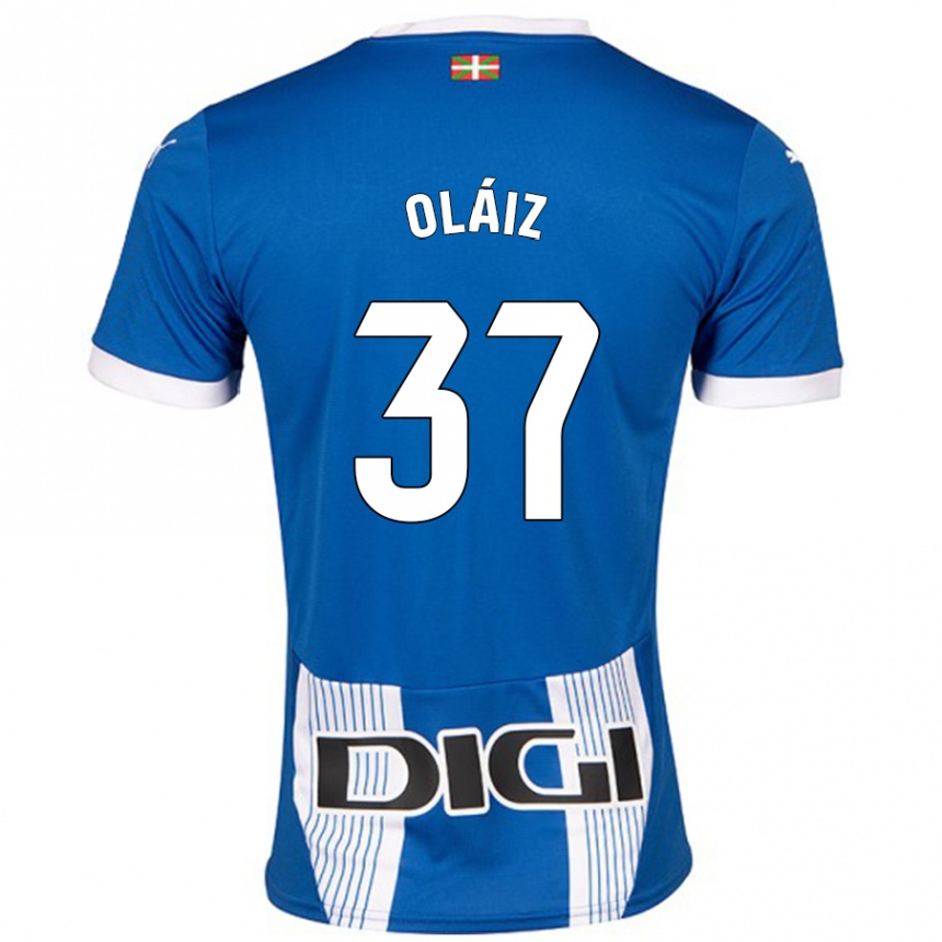 Kinder Fußball Xanet Oláiz #37 Blau Heimtrikot Trikot 2024/25 T-Shirt Luxemburg