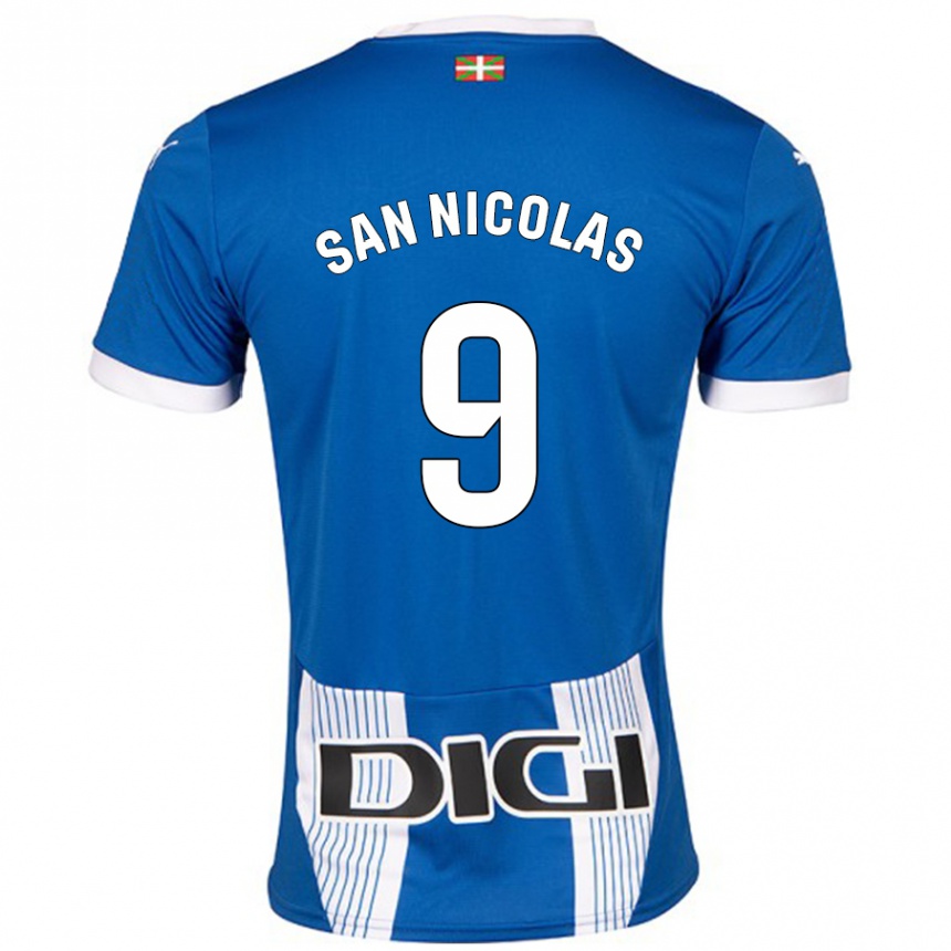 Kinder Fußball Olga San Nicolás #9 Blau Heimtrikot Trikot 2024/25 T-Shirt Luxemburg