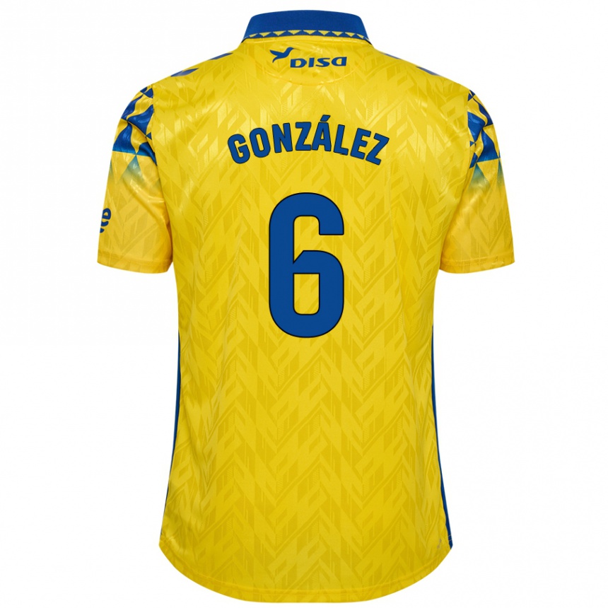 Kinder Fußball Fabio González #6 Gelb Blau Heimtrikot Trikot 2024/25 T-Shirt Luxemburg