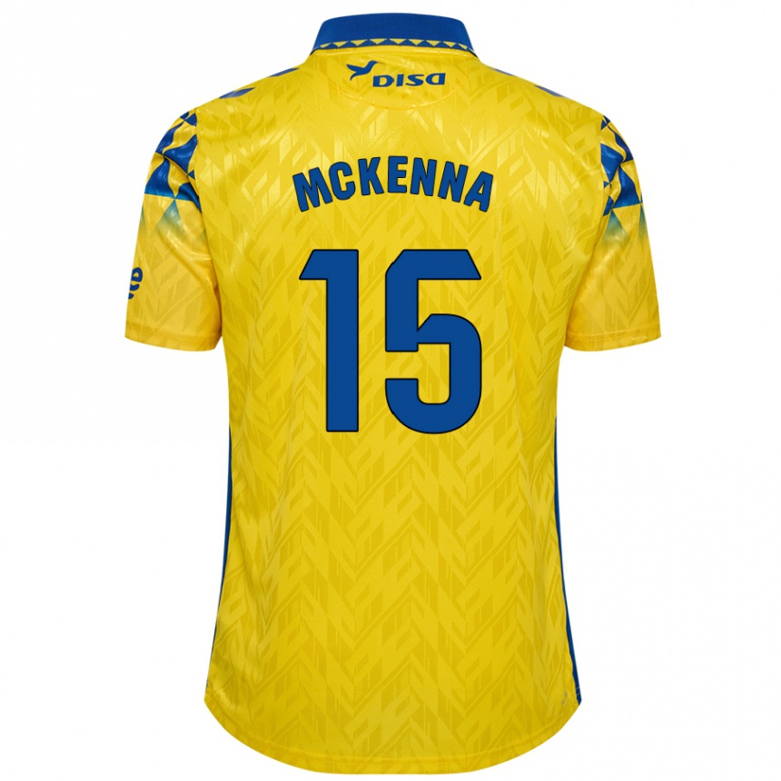 Kinder Fußball Scott Mckenna #15 Gelb Blau Heimtrikot Trikot 2024/25 T-Shirt Luxemburg