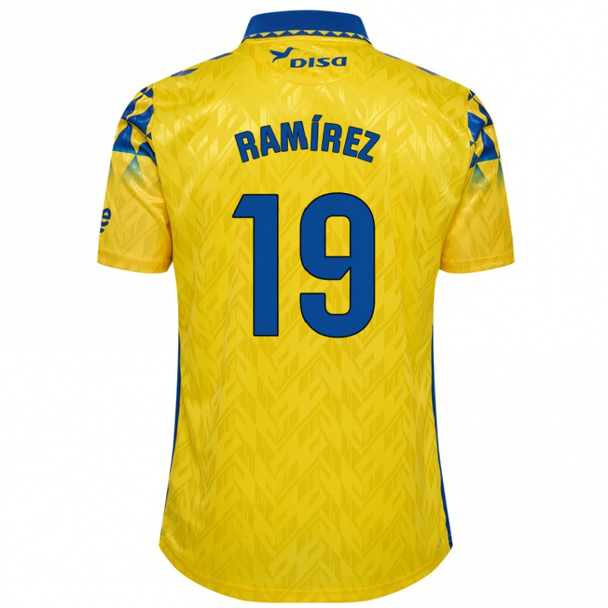 Kinder Fußball Sandro Ramírez #19 Gelb Blau Heimtrikot Trikot 2024/25 T-Shirt Luxemburg