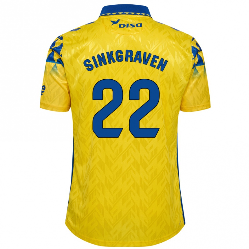 Kinder Fußball Daley Sinkgraven #22 Gelb Blau Heimtrikot Trikot 2024/25 T-Shirt Luxemburg