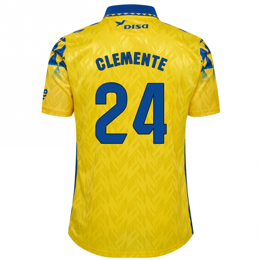 Kinder Fußball Enrique Clemente #24 Gelb Blau Heimtrikot Trikot 2024/25 T-Shirt Luxemburg