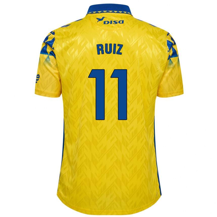 Kinder Fußball Sergio Ruiz #11 Gelb Blau Heimtrikot Trikot 2024/25 T-Shirt Luxemburg