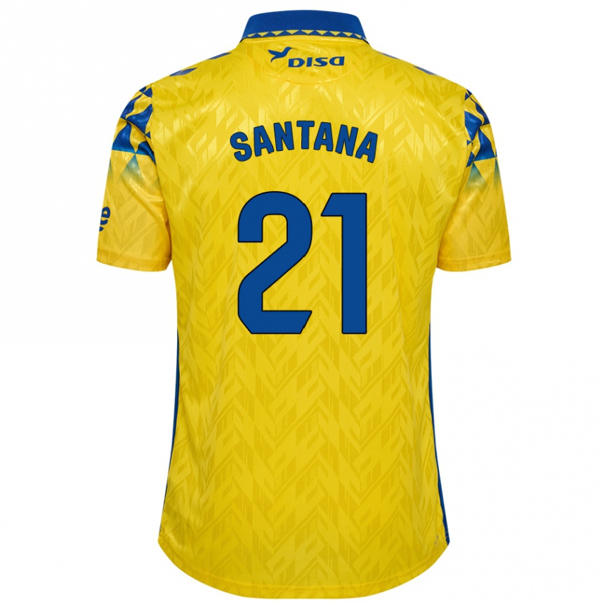 Kinder Fußball Yadam Santana #21 Gelb Blau Heimtrikot Trikot 2024/25 T-Shirt Luxemburg