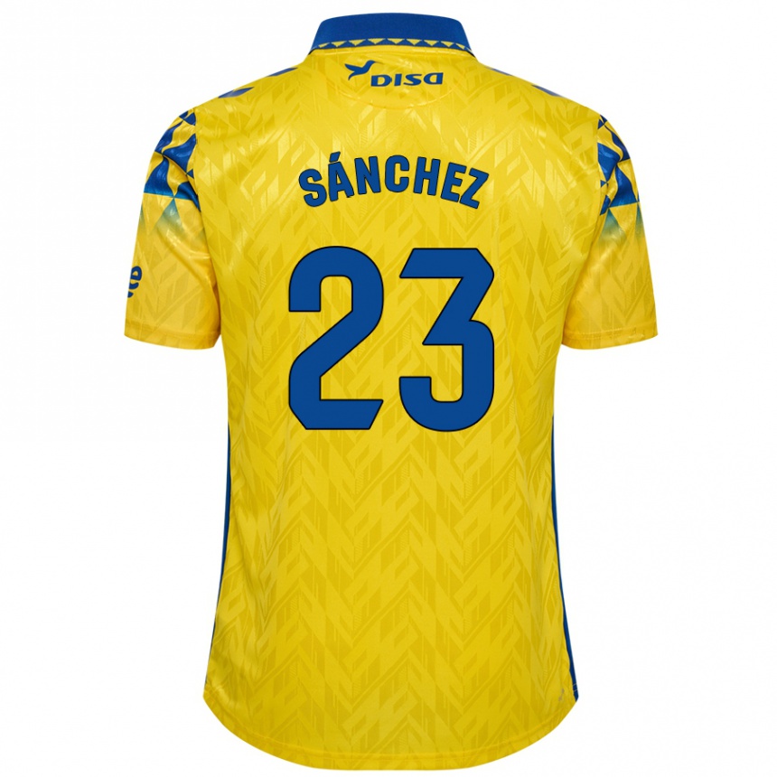 Kinder Fußball Omar Sánchez #23 Gelb Blau Heimtrikot Trikot 2024/25 T-Shirt Luxemburg